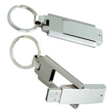 Personalizado logotipo giratório metal usb flash drive memory stick com keyring para promoção (eg100)